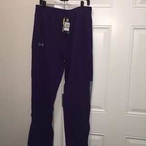 New $60 Purple Gray Storm Under Armour Sweatpants track work out Jogger Pants L